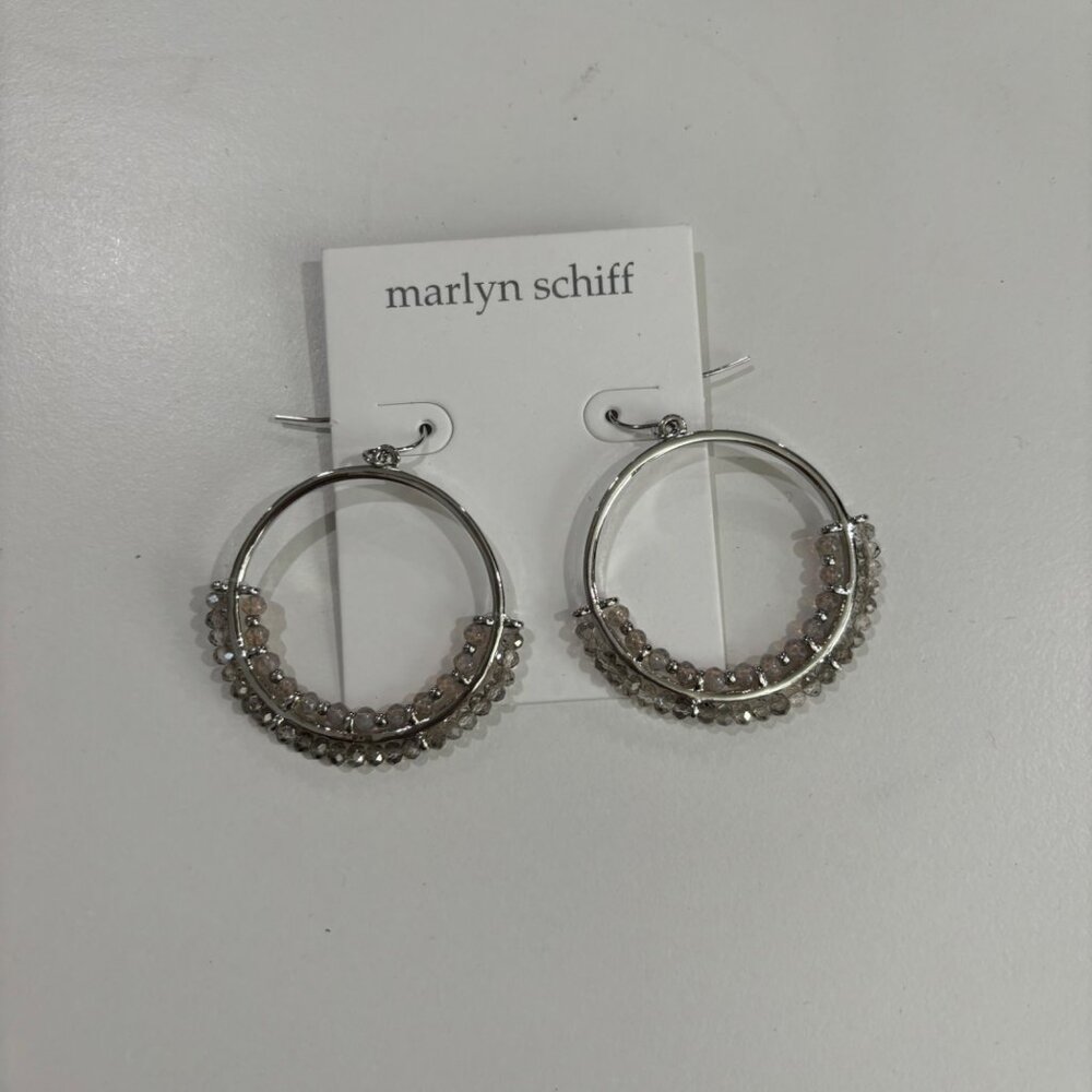 Marlyn Schiff Silver Hoop Earrings With Beaded Accents - Elegant & Chic Jewelry